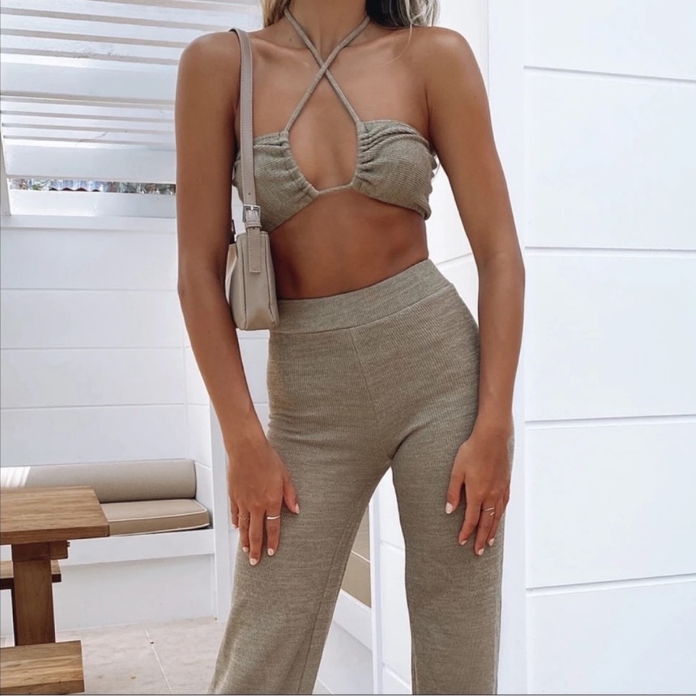 White Fox SET NWT! Unconditional Wide Leg Pants + Self Made Crop Khaki Size M